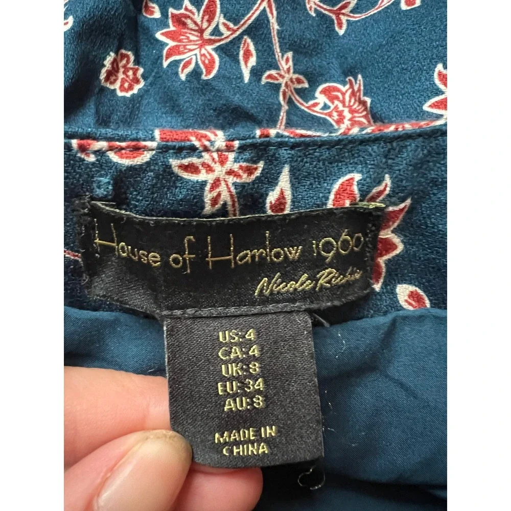 House of Harlow 1960 Maxi Skirt Size 4 Floral BOHO Cottagecore Teal Brown‎